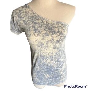 American Eagle Blue Tie Dye One Shoulder Tee, Size Small